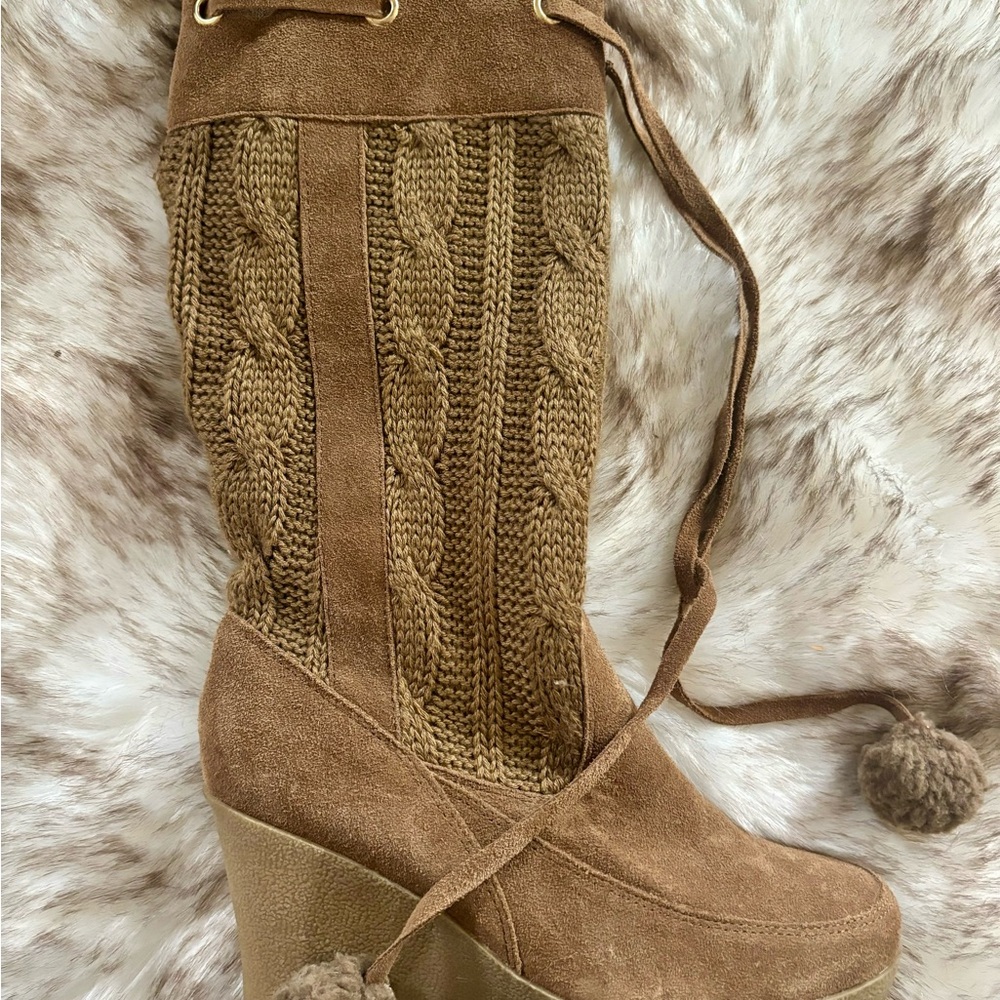 Y2K Colin Stuart for Victoria’s Secret Women’s Brown Suede Knit Boots Size 8.5